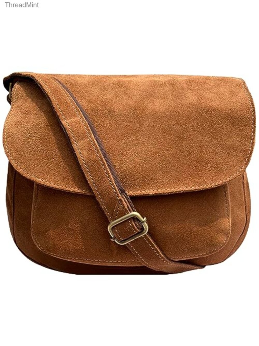 Vintage Suede Leather Crossbody Bag for Women Adjustable Strap Travel Purse